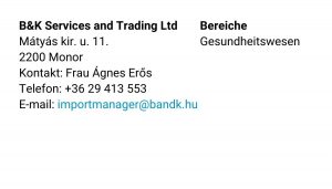 Kontakt Informationen B&K Services and Trading Ltd